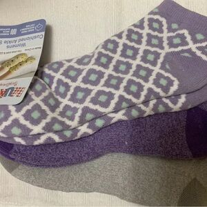 Muk Luks Women Cushioned Low Cut Ankle Socks Pack of 3 Lilac, Grey,Size 6-11,